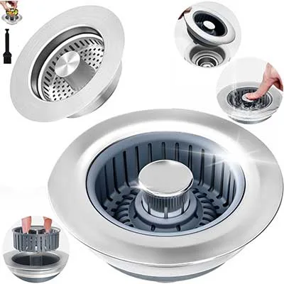 3-in-1 Kitchen Sink Drain Strainer