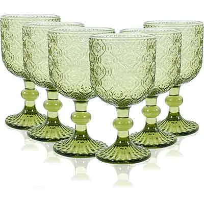 Water Wine Tumbler Glass Set Cups With Holder Decorated