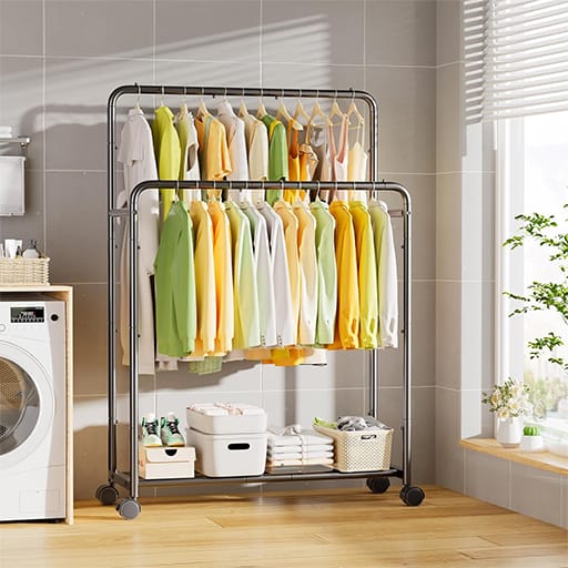Simple Trending Clothing Rack Double Rods