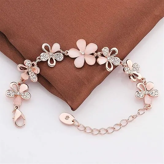 Best Rose Gold Plated Adjustable Flower Link Bracelet